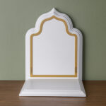 Royal White & Gold Ganesha Idol Stand / Mandir (Medium)