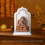 Royal White & Gold Ganesha Idol Stand / Mandir (Large) - Image 4