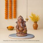 Royal White & Gold Ganesha Idol Round / Base - Image 2